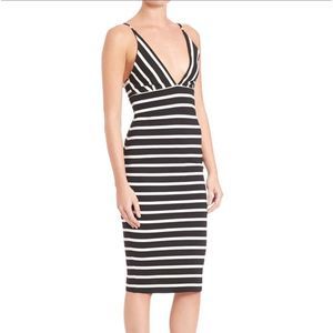 bec + bridge Black and White Striped Midi Dress